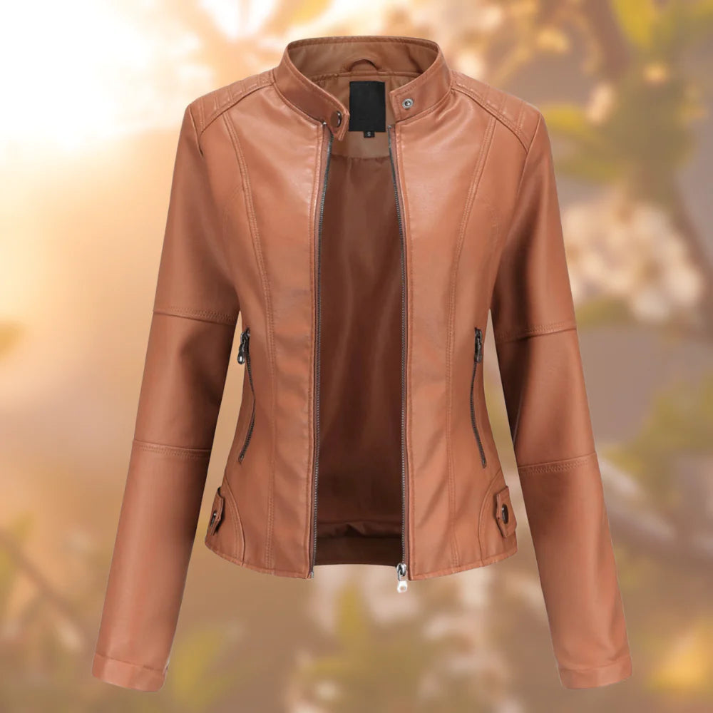 Veste Motard Stylé À Col Montant Pour Femme | Chaude