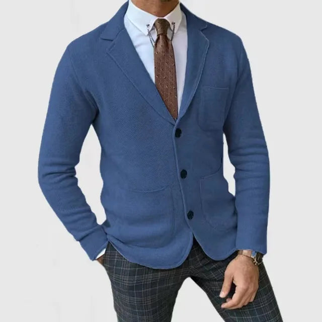 Blazer En Tricot Boutonné Avec Poches Pour Homme | Manches Longues