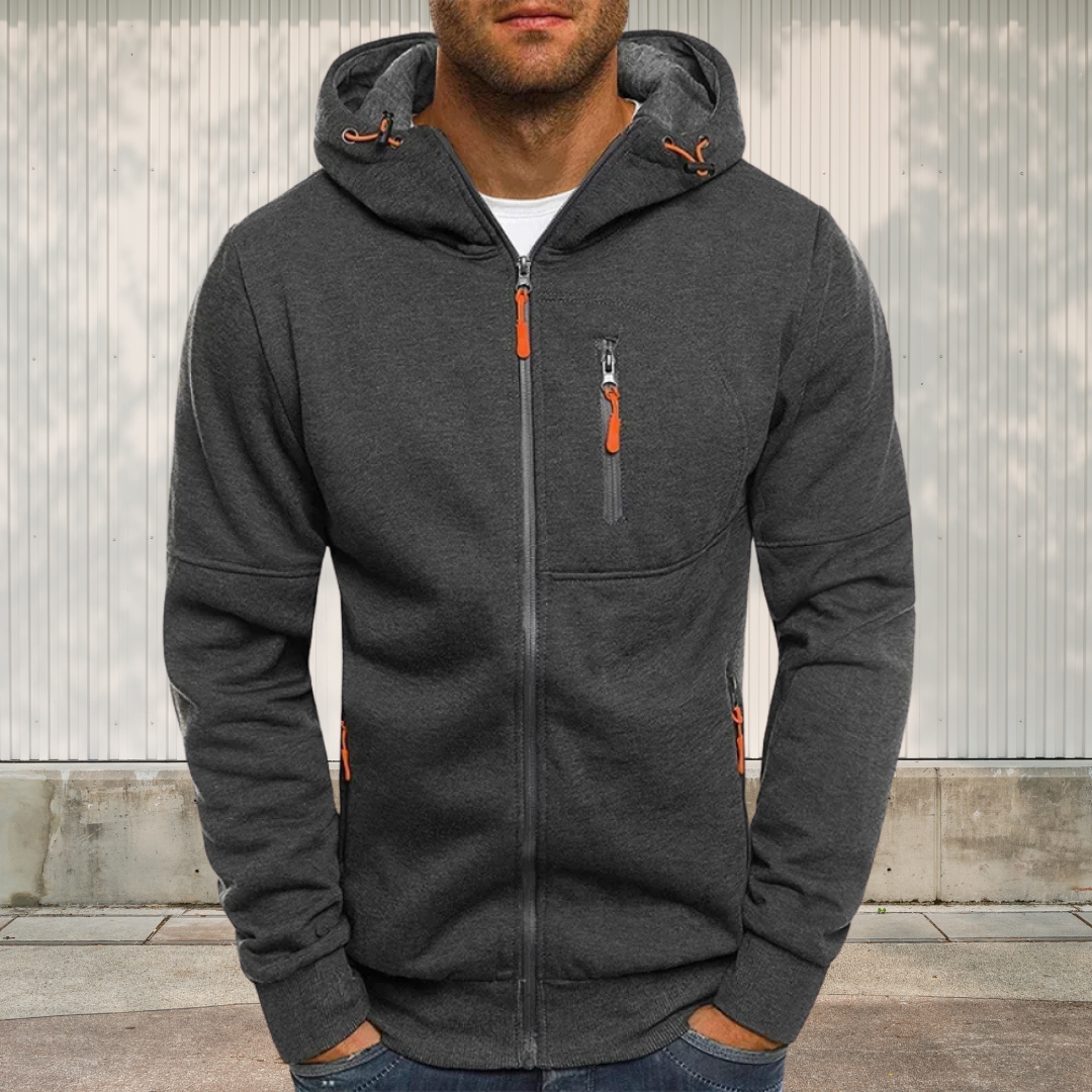 Veste Simple À Capuche Et Fermeture Éclair Pour Homme | Hiver