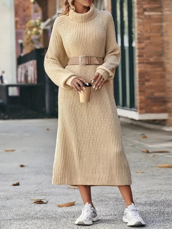 Robe En Maille À Col Roulé | Midi