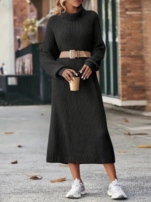 Robe En Maille À Col Roulé | Midi