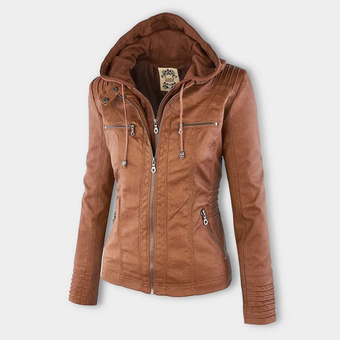 Veste Motarde En Cuir À Capuche Pour Femme | Hiver