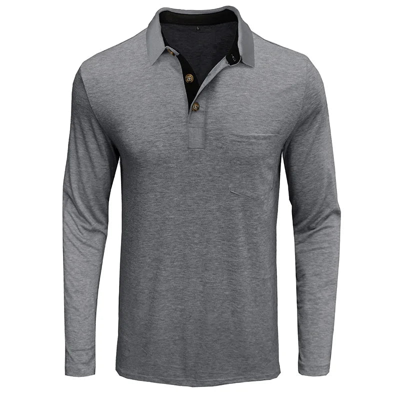 Polo À Manches Longues Pour Homme | Poche Poitrine