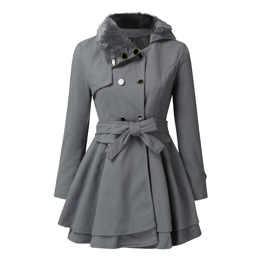 Trench Femme Avec Ceinture | Détail Fourrure