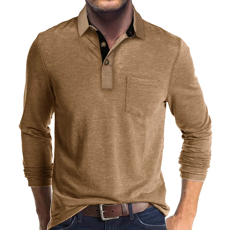 Polo À Manches Longues Pour Homme | Poche Poitrine