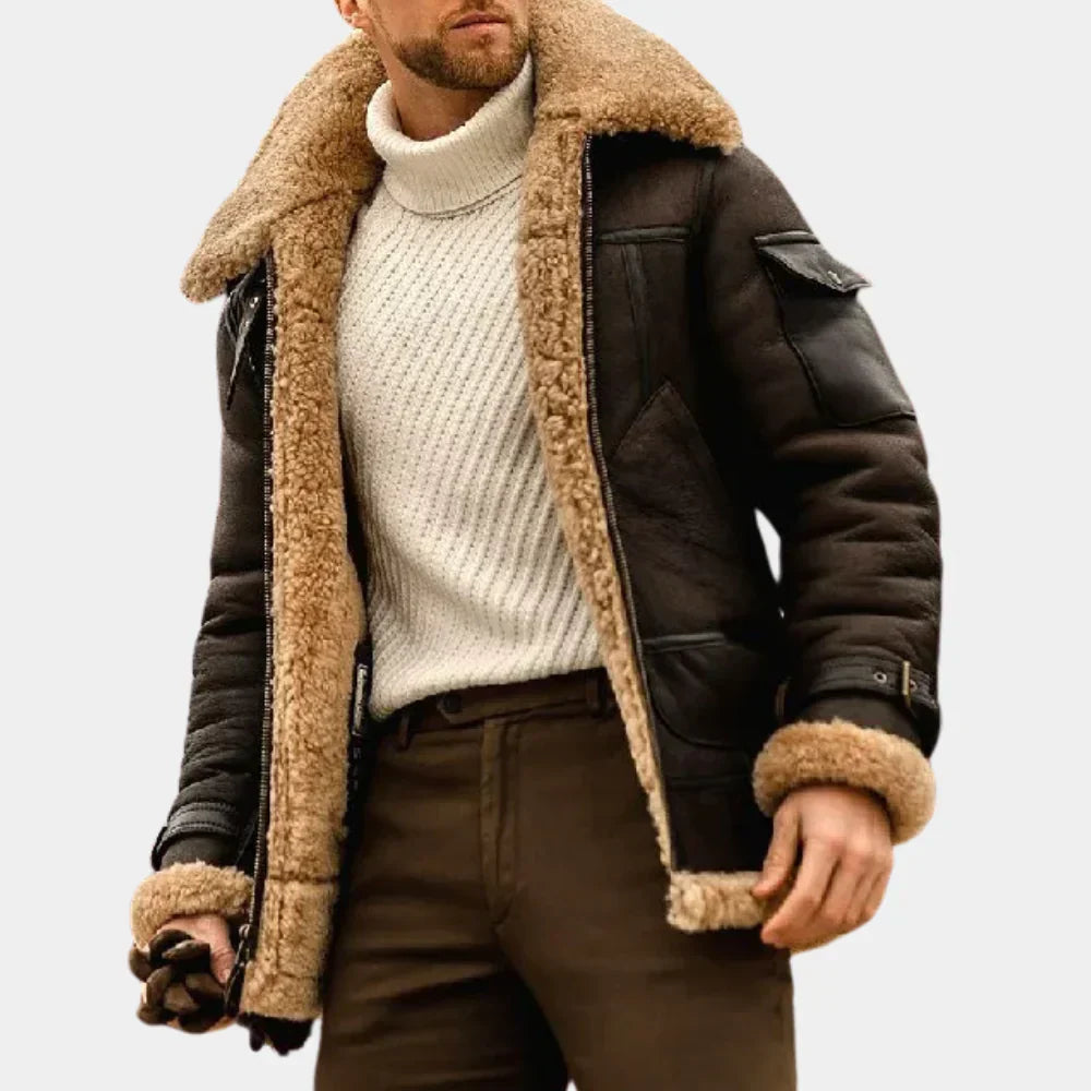 Veste D’Hiver En Cuir Pour Homme | Style Aviateur