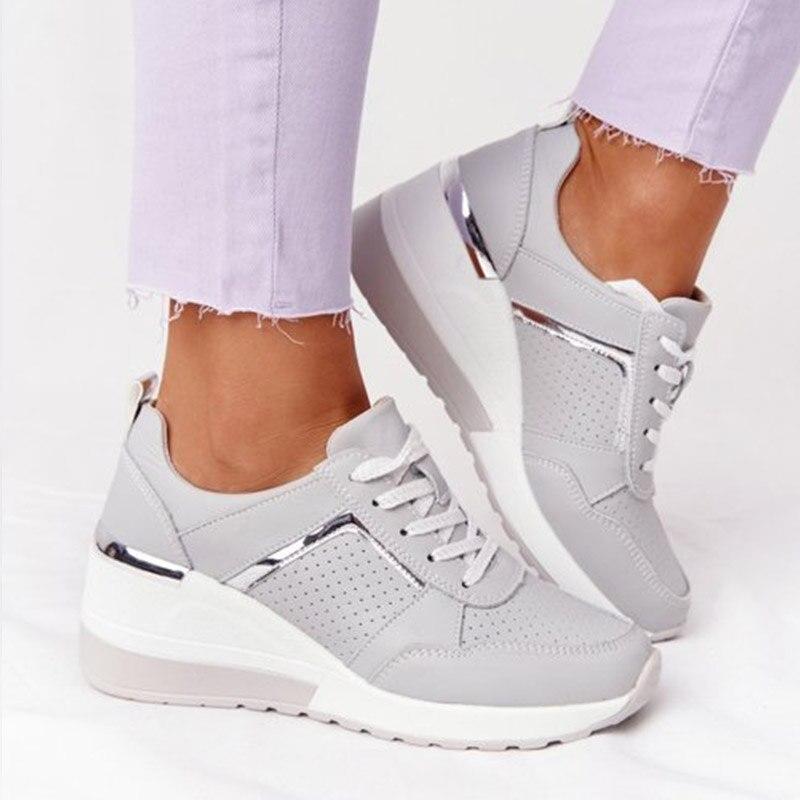 Baskets Compensées À Lacets Pour Femme | Décontractées