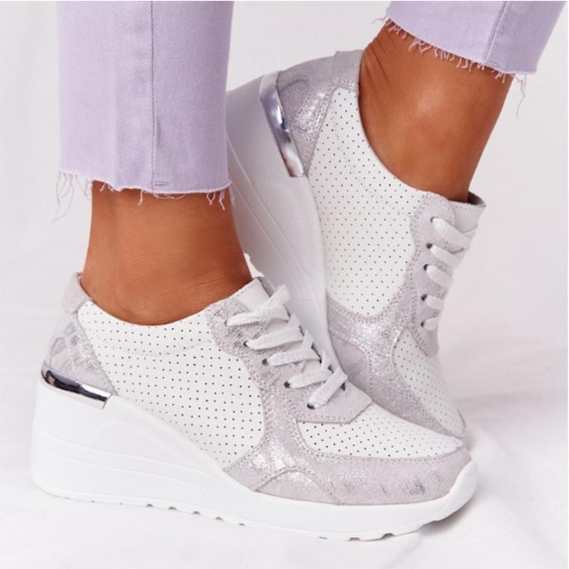 Baskets Compensées À Lacets Pour Femme | Décontractées