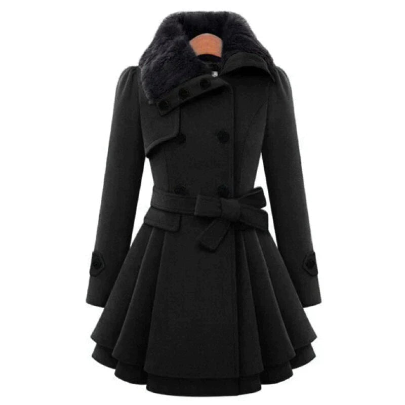 Trench Femme Avec Ceinture | Détail Fourrure