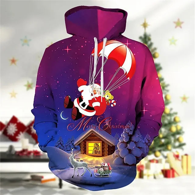 Sweat À Capuche De Noël À Manches Longues Pour Homme | Hiver