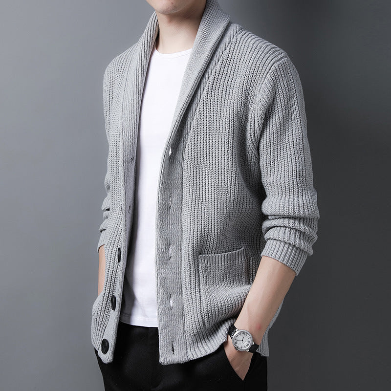 Cardigan Tricoté À Col Châle Pour Homme | Manches Longues