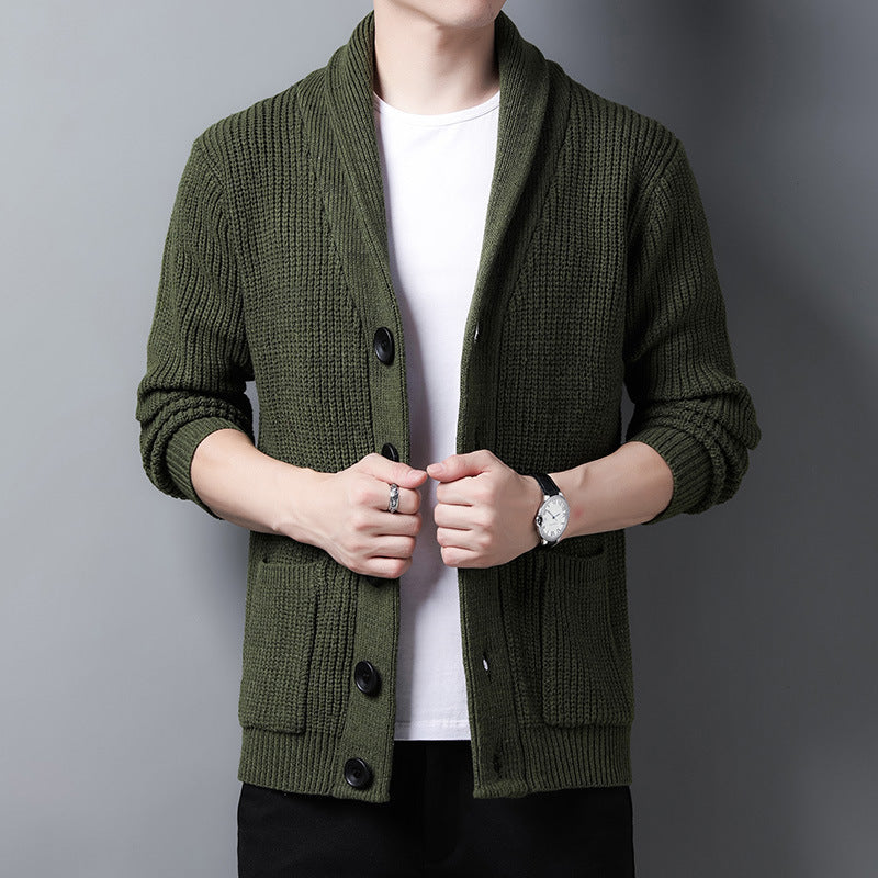 Cardigan Tricoté À Col Châle Pour Homme | Manches Longues
