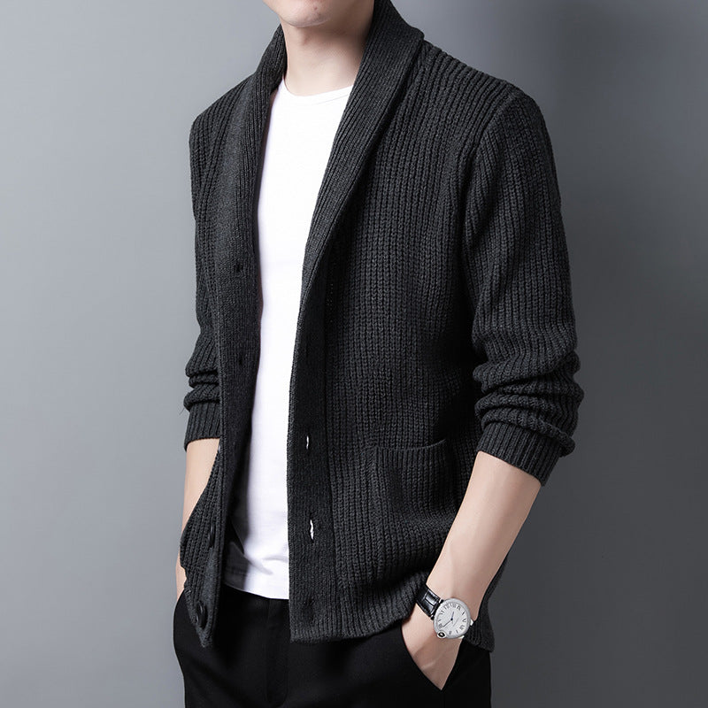 Cardigan Tricoté À Col Châle Pour Homme | Manches Longues