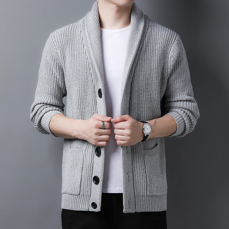 Cardigan Tricoté À Col Châle Pour Homme | Manches Longues