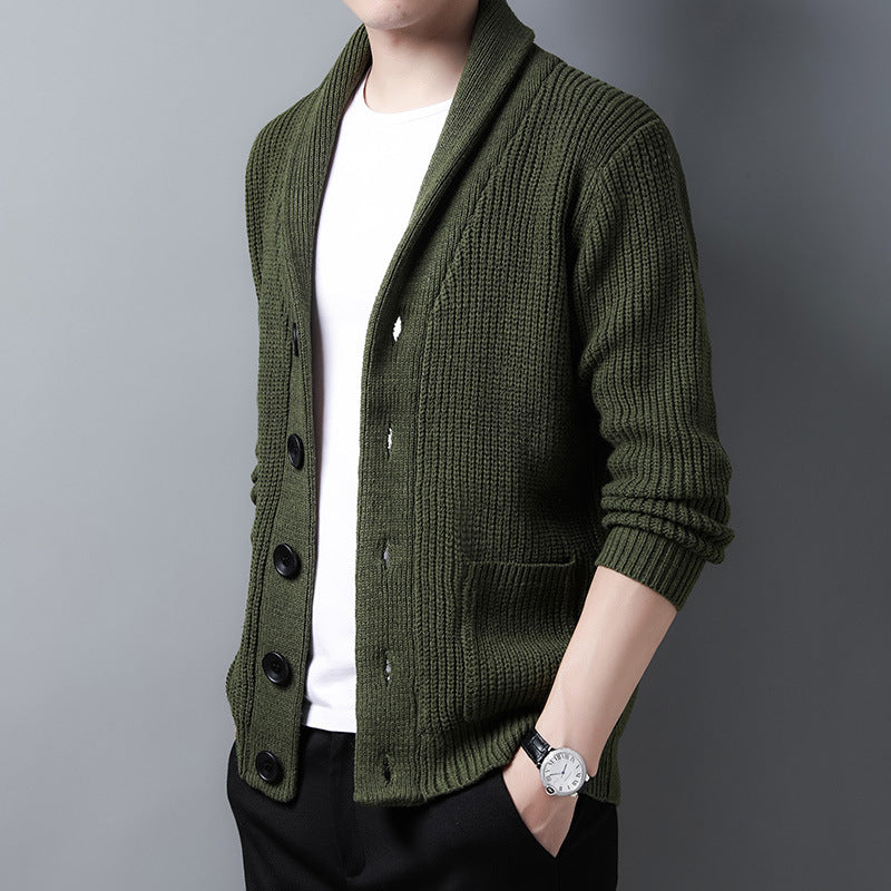 Cardigan Tricoté À Col Châle Pour Homme | Manches Longues