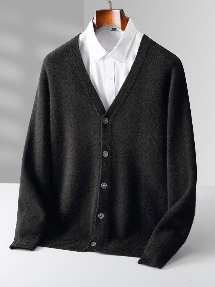 Cardigan homme avec col en V et manches longues | Coupe ample
