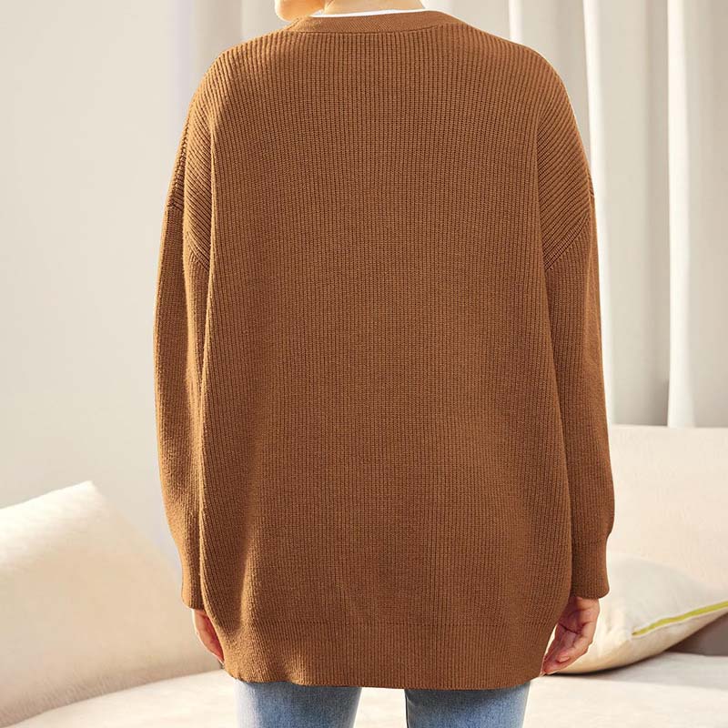 Cardigan oversize décontracté avec boutons pour femme | Col en V