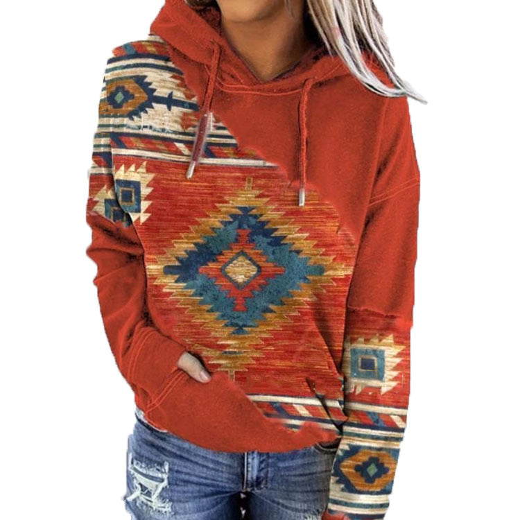 Sweat À Capuche Tendance À Imprimé Tribal Pour Femme | Hiver