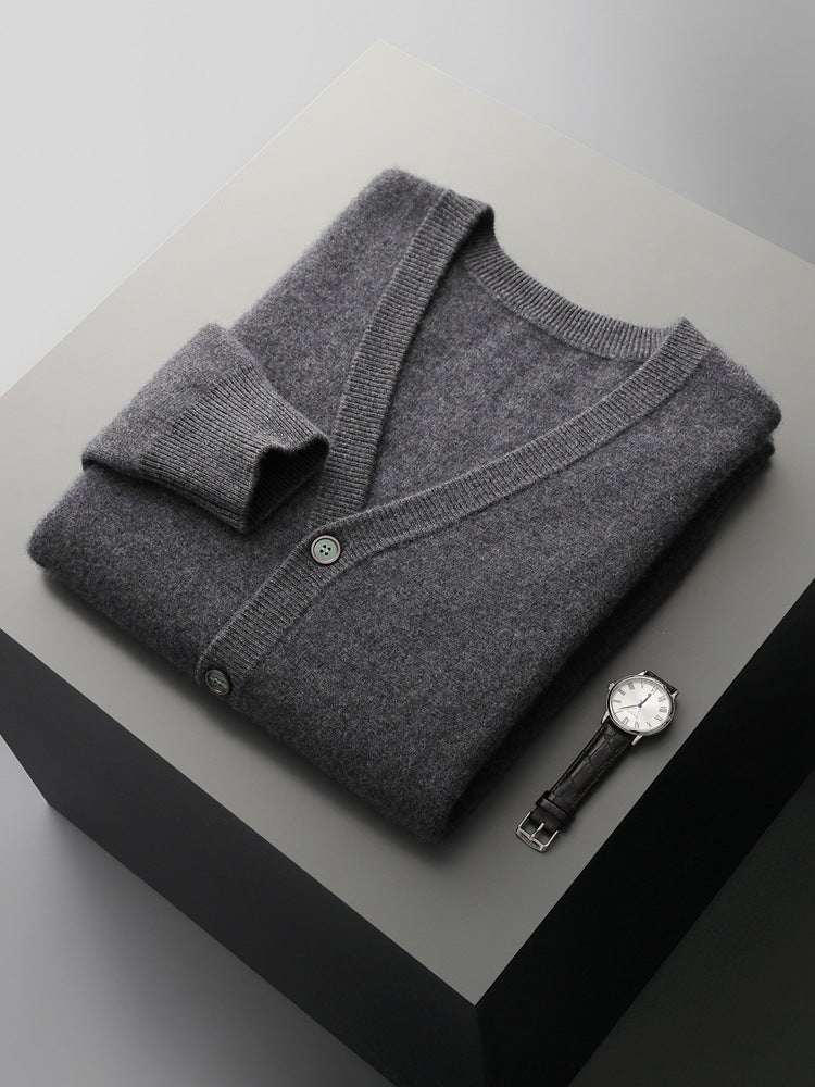 Cardigan homme avec col en V et manches longues | Coupe ample