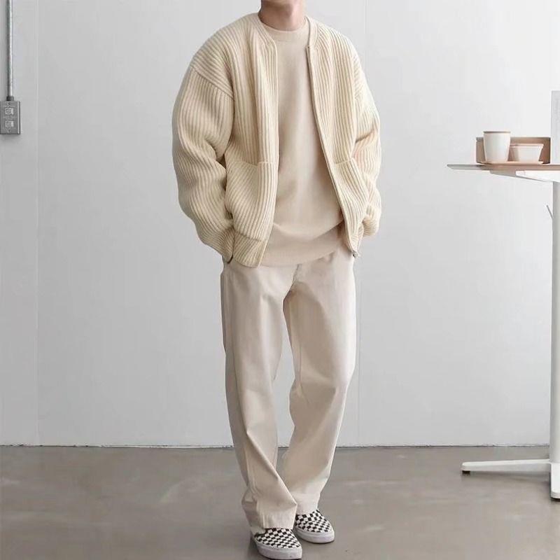 Cardigan En Maille Avec Fermeture Éclair Pour Homme | Manches Longues