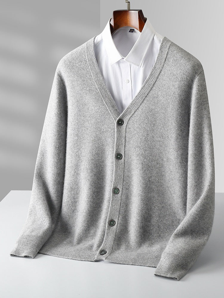 Cardigan homme avec col en V et manches longues | Coupe ample