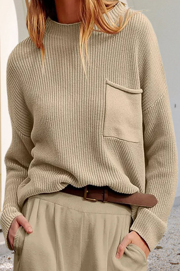 Pull Hiver En Maille Avec Poche Pour Femme | Manches Longues