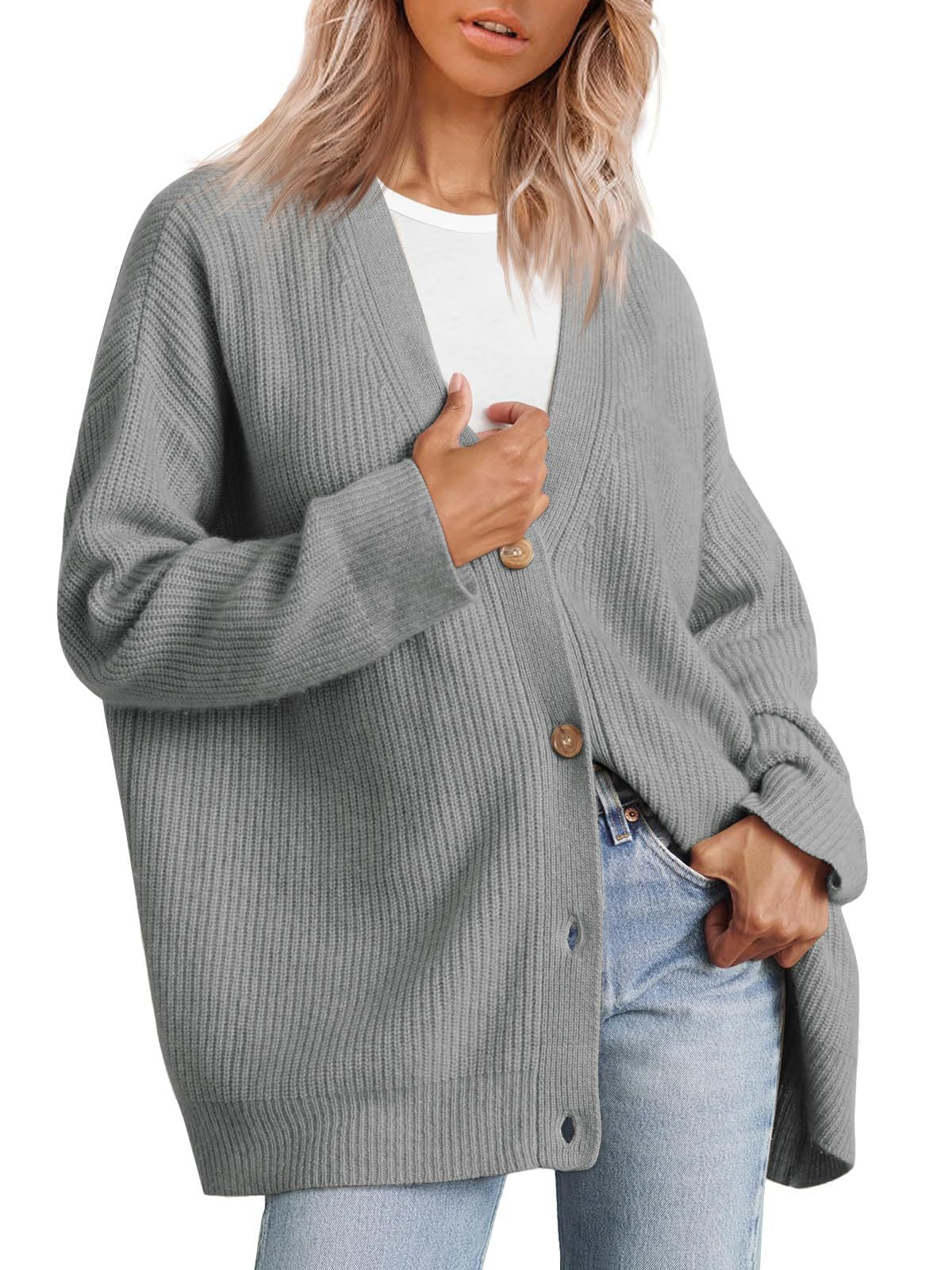 Cardigan Oversize Décontracté À Boutons Pour Femme | Hiver