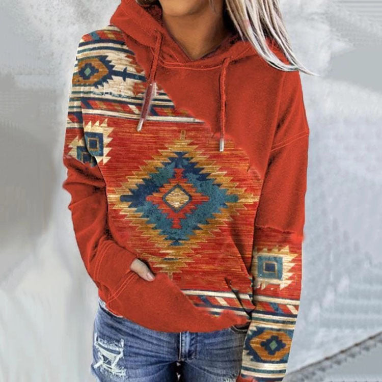 Sweat À Capuche Tendance À Imprimé Tribal Pour Femme | Hiver