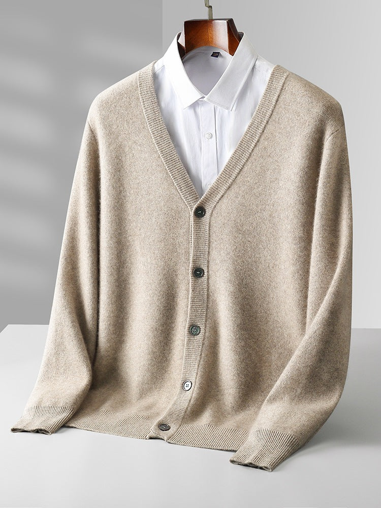 Cardigan homme avec col en V et manches longues | Coupe ample