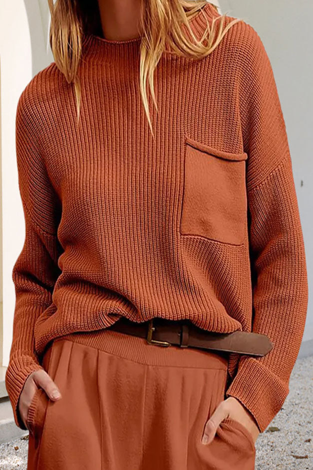 Pull Hiver En Maille Avec Poche Pour Femme | Manches Longues