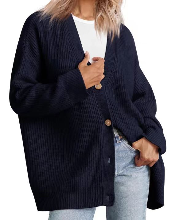 Cardigan Rayé À Col En V Pour Femme | Oversize
