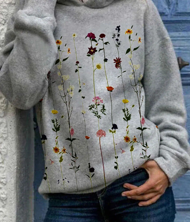 Sweat À Capuche Tendance À Fleurs Pour Femme | Manches Longues