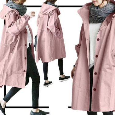 Veste De Pluie Longue À Capuche Pour Femmes | Fermeture À Boutons