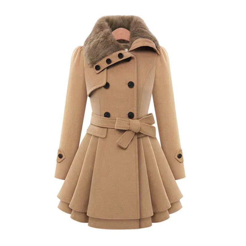 Trench Femme Avec Ceinture | Détail Fourrure