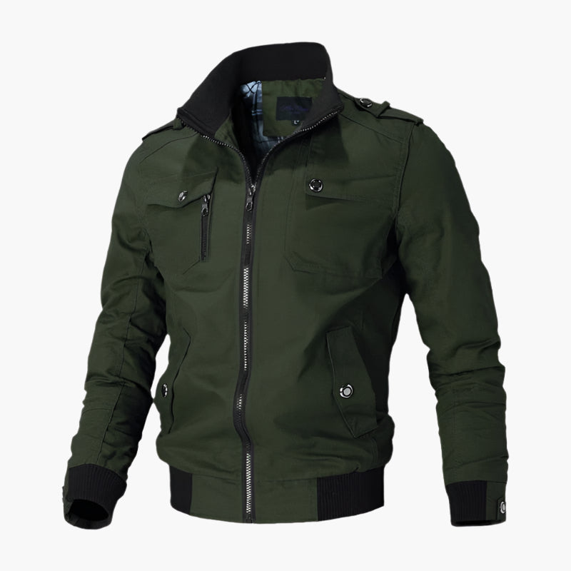 Blouson Aviateur Classique À Col Montant Pour Homme | Multipoches