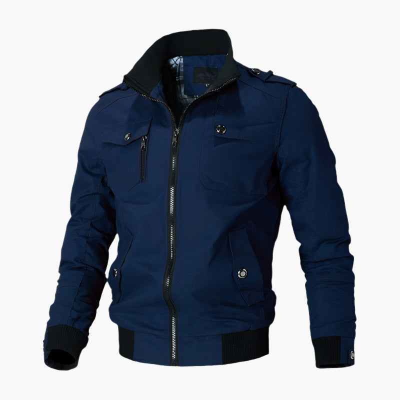Blouson Aviateur Classique À Col Montant Pour Homme | Multipoches