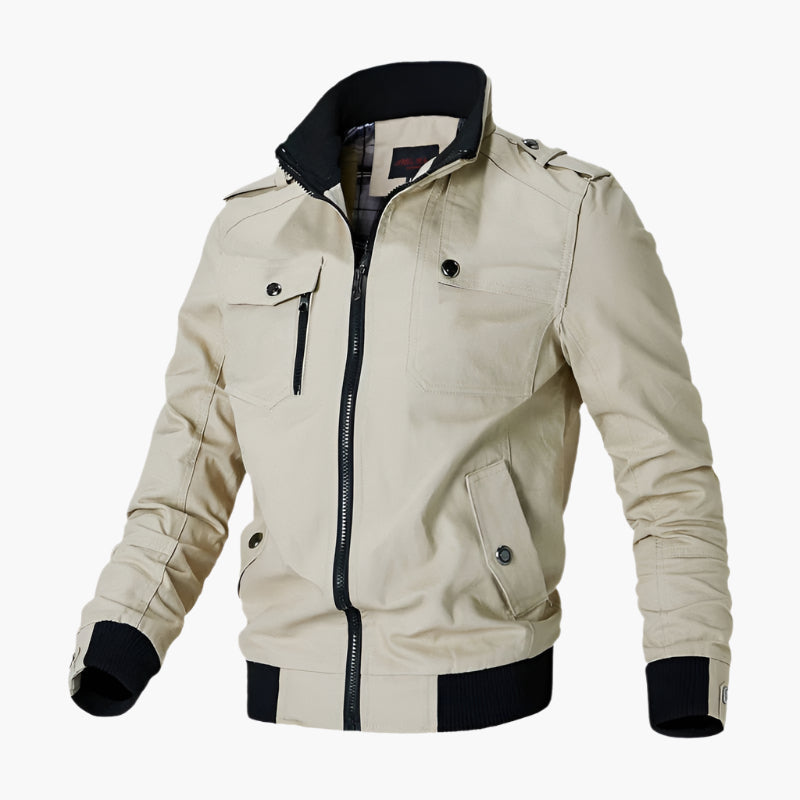 Blouson Aviateur Classique À Col Montant Pour Homme | Multipoches
