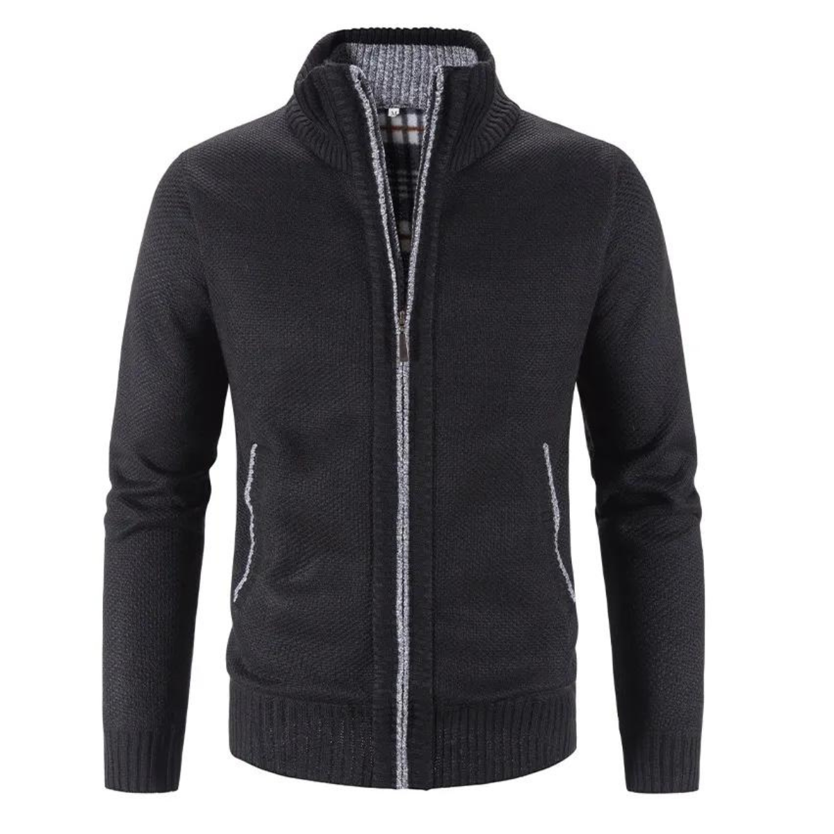 Cardigan Zippé Classique En Maille Pour Homme | Col Montant