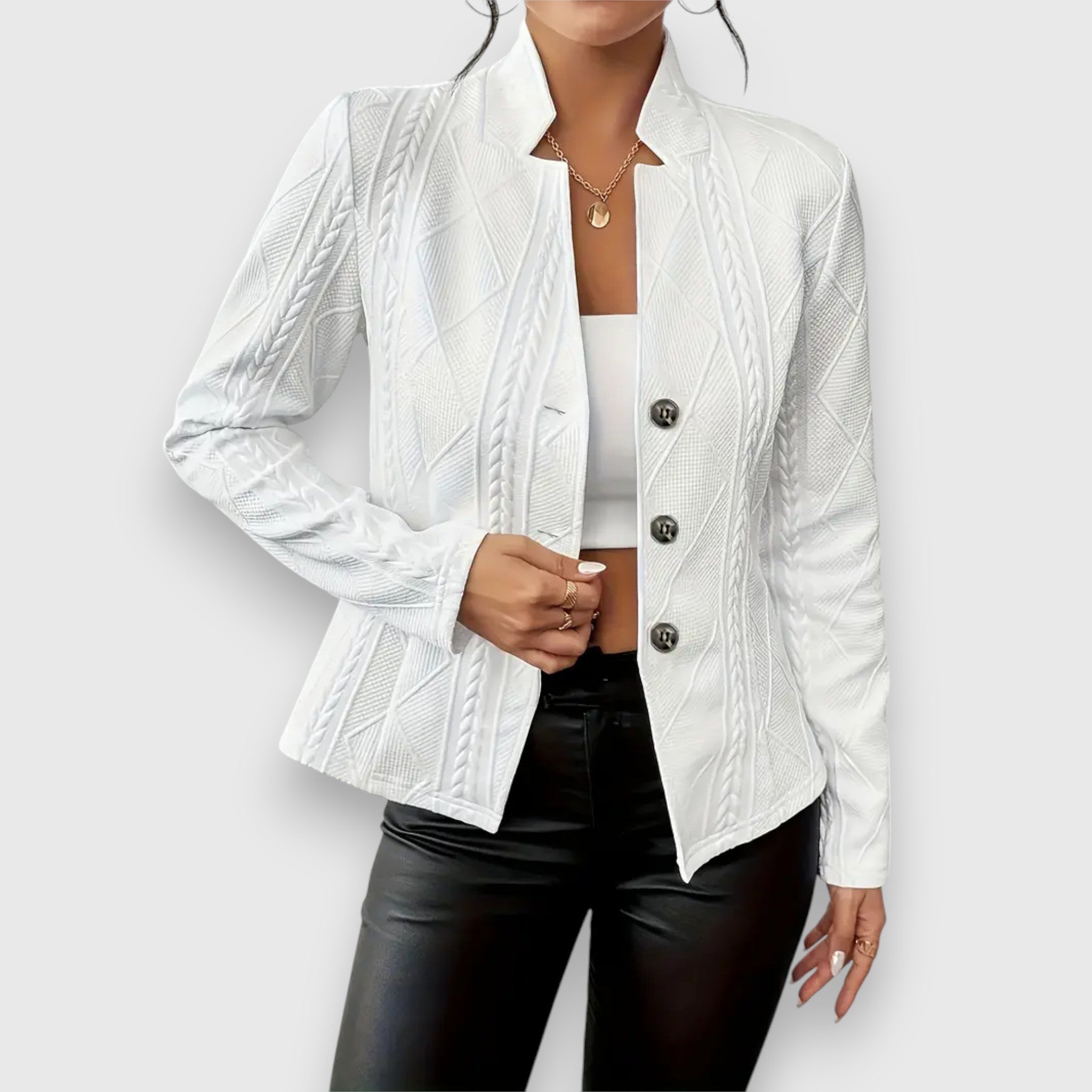 Blazer En Tricot À Manches Longues Pour Femme | Boutonné