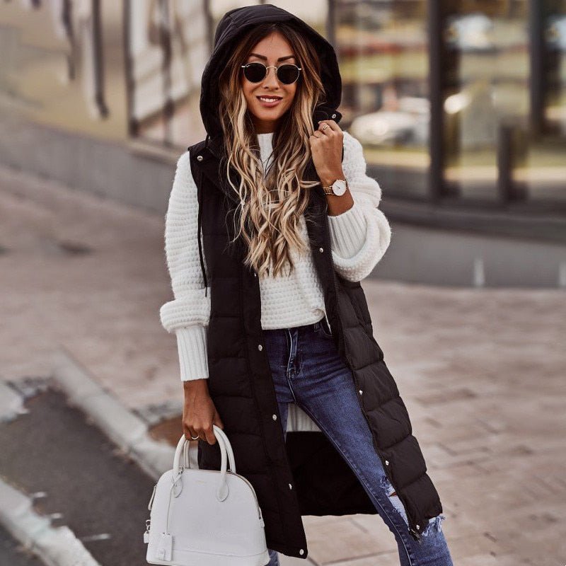 Gilet Long À Capuche Pour Femme | Sans Manches