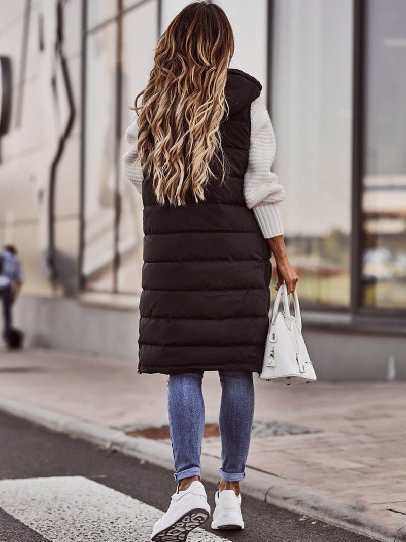 Gilet Long À Capuche Pour Femme | Sans Manches