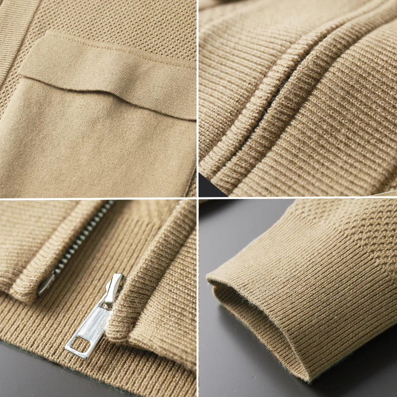 Cardigan D'hiver À Manches Longues Pour Homme | Fermeture Éclair