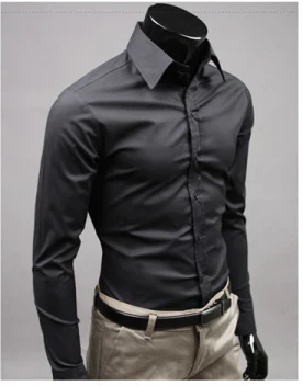 Chemise Homme Unie À Manches Longues | Style Décontracté