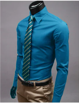 Chemise Homme Unie À Manches Longues | Style Décontracté