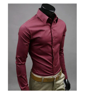 Chemise Homme Unie À Manches Longues | Style Décontracté