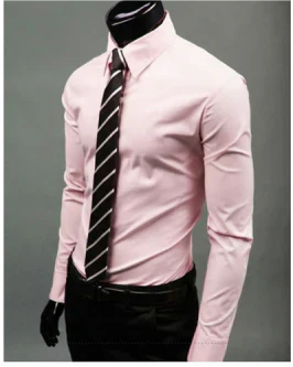 Chemise Homme Unie À Manches Longues | Style Décontracté