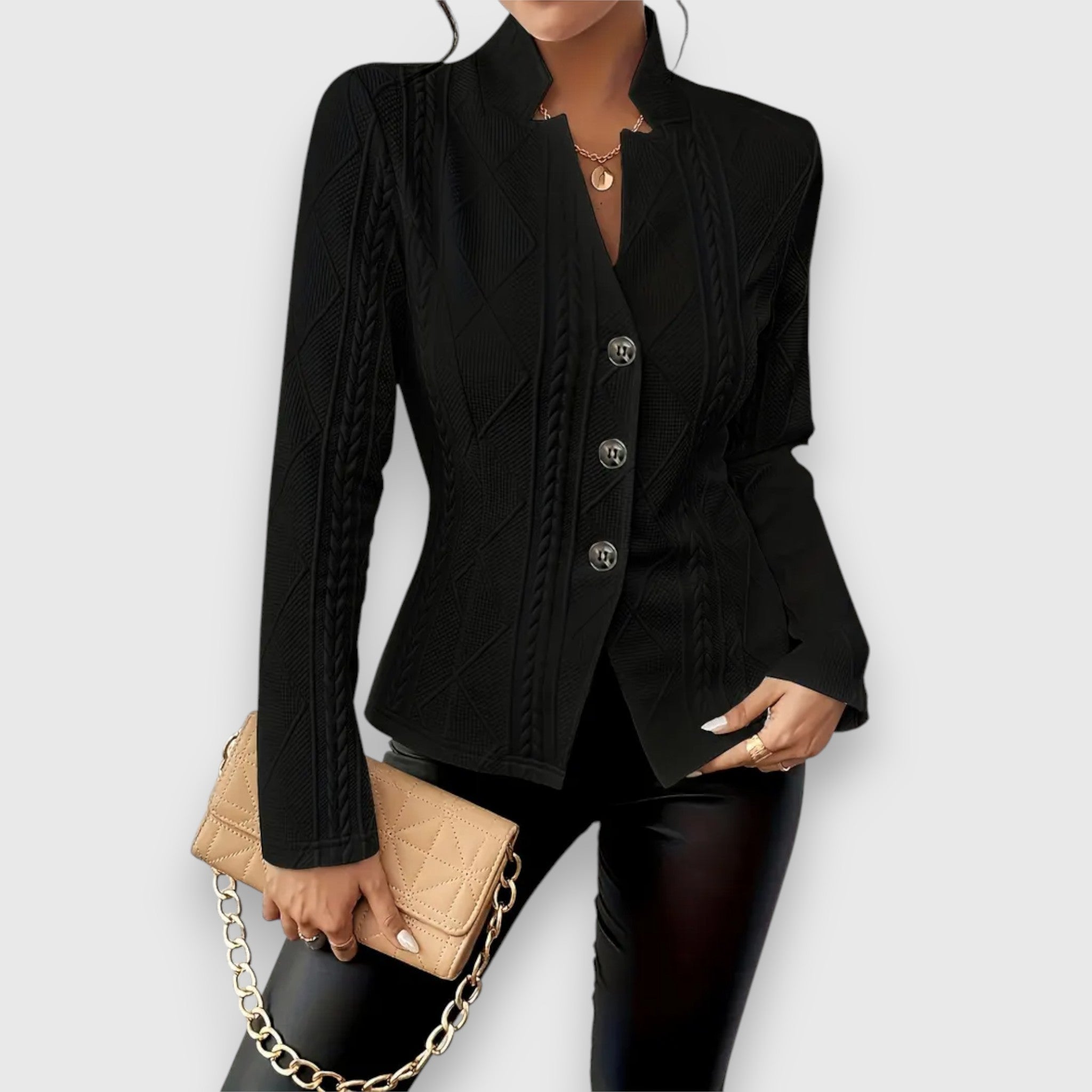 Blazer En Tricot À Manches Longues Pour Femme | Boutonné