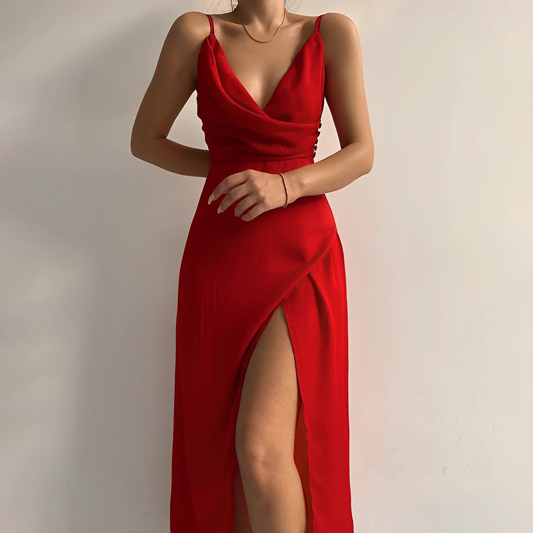Robe Ajustée Pour Femme Avec Fente | Col En V