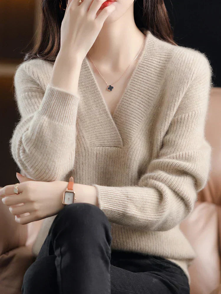 Pull En Cachemire D’Hiver Pour Femme | Col En V