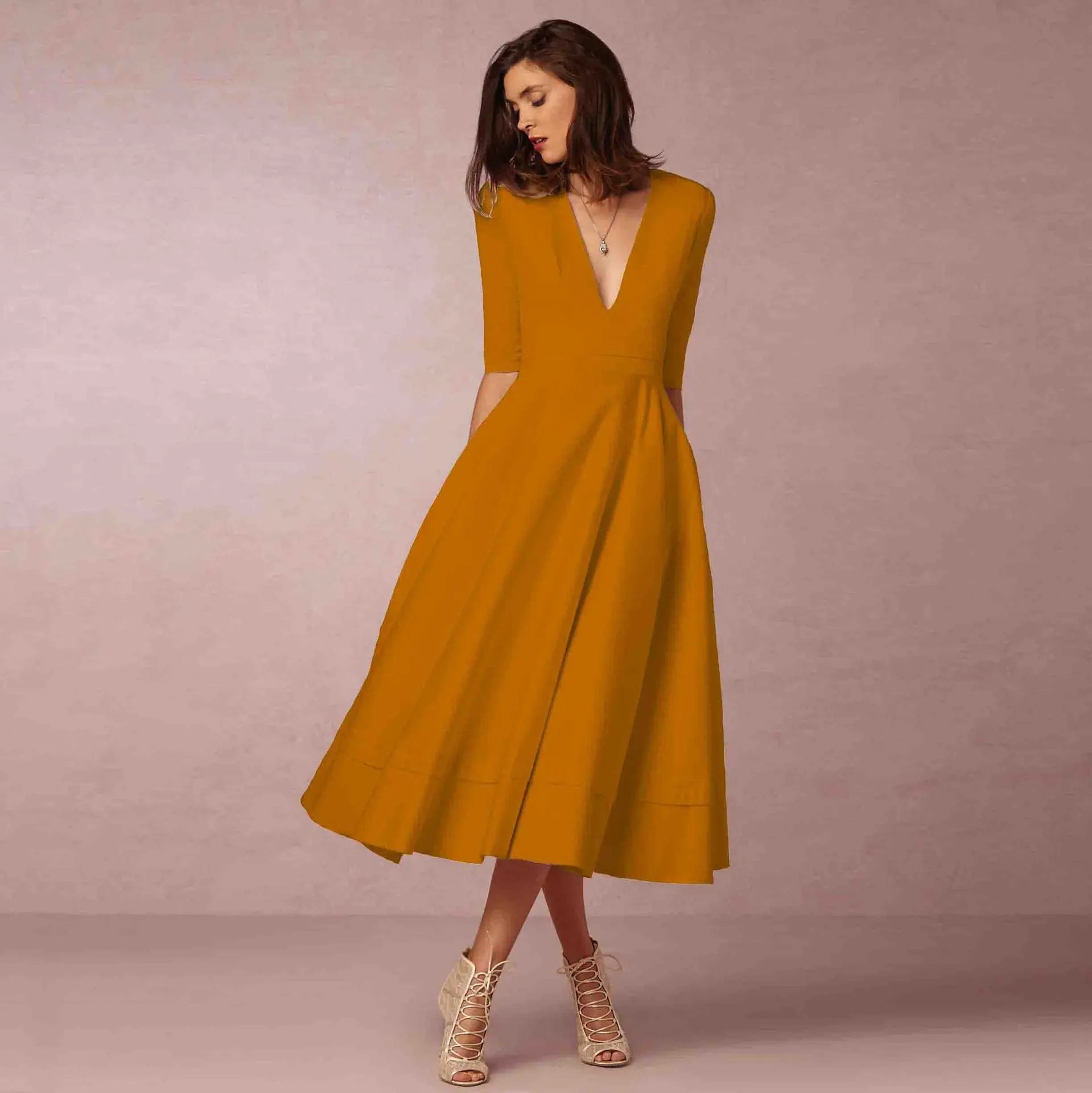 Robe De Soirée Col En V Pour Femme | Midi